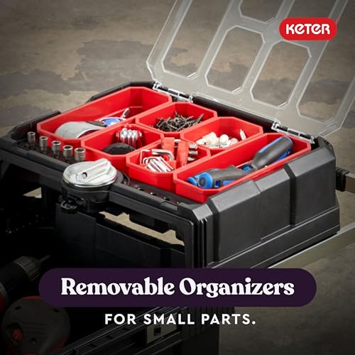 Keter Masterloader Resin Rolling Tool Box with Locking System and Removable Bins ?C Perfect Organization and Storage Chest for Power Drill, Tape Measure, and Screwdriver Set, Black - Image 8