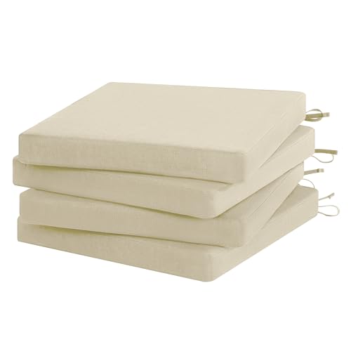 Favoyard Outdoor Chair Cushion Set of 4 Rainproof & Color Fade Resistant 19 x 19 x 2 in Square Corner Patio Furniture Cushions with Waterproof Hidden Zipper Attach Ties for Dining Table Chairs Seats - Image 2