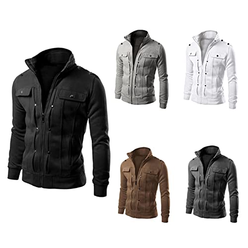 Bomber Jacket Men, Men’s Jackets-Windproof Lightweight Bomber Jacket Full Zip Winter Warm Padded Coats Outwear