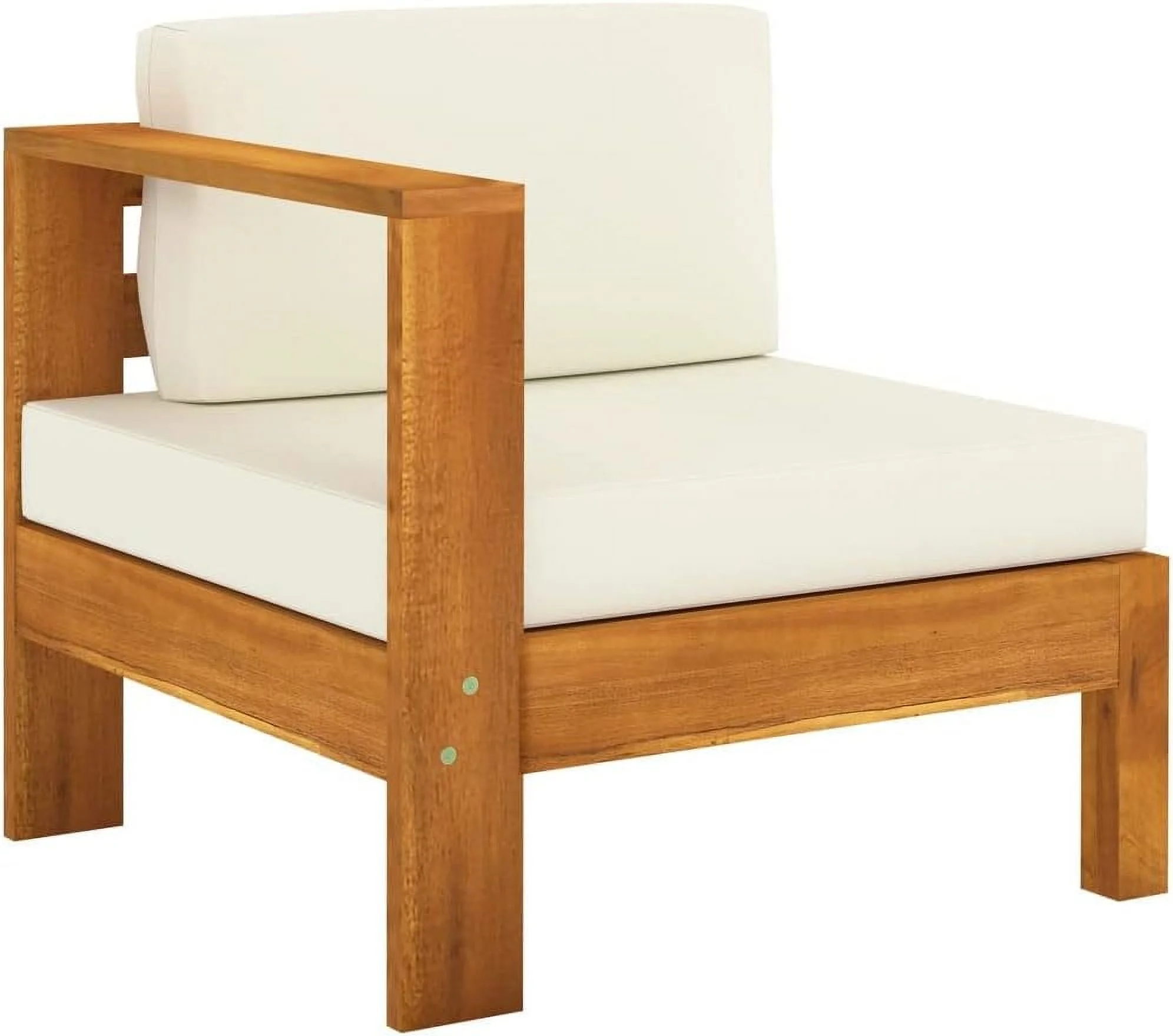 fashionable Furniture Sets 6 Piece Patio Lounge Set with Cream White Cushions Acacia Wood Outdoor Tables for Conversation Dining Outdoor Side Table White - Image 3