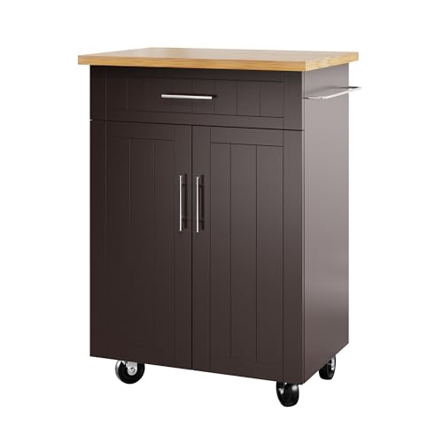 Shintenchi Kitchen Island Cart with Storage,Rolling Side Table on Wheels with Large Worktop, Cabinet,Towel Rack and Drawers for Kitchen,Dinning Room, White - Image 30