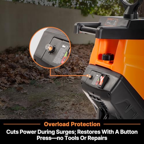 LawnMaster FD1503 Electric Wood Chipper Shredder 15-Amp 1.8-Inch Cutting Diameter Max 14:1 Reduction - Image 9