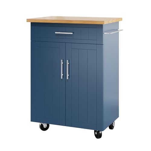 Shintenchi Kitchen Island Cart with Storage,Rolling Side Table on Wheels with Large Worktop, Cabinet,Towel Rack and Drawers for Kitchen,Dinning Room, White - Image 24