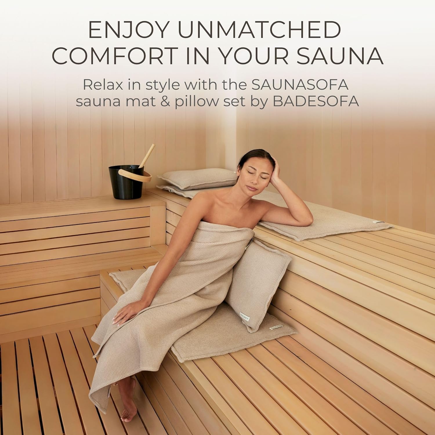 SAUNASOFA? Sauna Mat & Pillow Set ?C 2 Seater Sauna seat Cushion with Pillow ?C Heat-Resistant Sauna kit for Infrared & Finnish saunas in Grey - Image 11