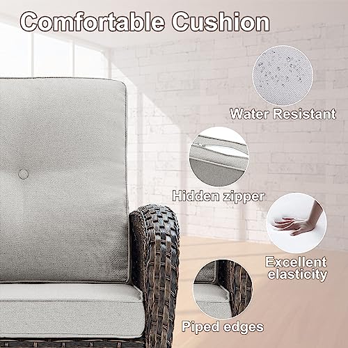 Patio Wicker Chairs Swivel Rocker – Outdoor Swivel Rocking Chairs Set of 2 with Rattan Side Table, Patio Swivel Glider Chair 3 Piece Patio Furniture Sets for Deck Porch Pool Brown/Blue - Image 116