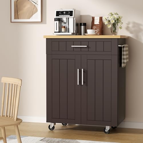 Shintenchi Kitchen Island Cart with Storage,Rolling Side Table on Wheels with Large Worktop, Cabinet,Towel Rack and Drawers for Kitchen,Dinning Room, White - Image 62