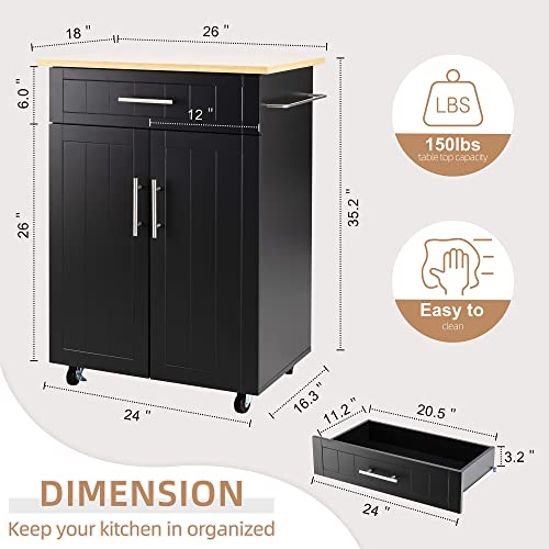 Shintenchi Kitchen Island Cart with Storage,Rolling Side Table on Wheels with Large Worktop, Cabinet,Towel Rack and Drawers for Kitchen,Dinning Room, White - Image 67