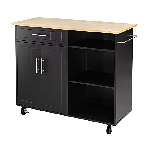 Shintenchi Kitchen Island Cart with Storage,Rolling Side Table on Wheels with Large Worktop, Cabinet,Towel Rack and Drawers for Kitchen,Dinning Room, White - Image 48