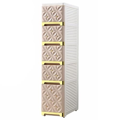 Narrow Bathroom Removable Medicine Cabinet Tall Corner Cabinet with Storage Drawers and Casters, Side Cabinet Crevice Shelf for Kitchen, Living Room, Laundry Room, Bedroom
